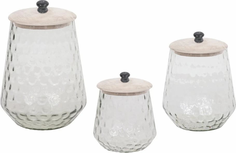 Kavanoz qelqi me kapak, ngjyrë druri e zbardhur, 14x14x20cm