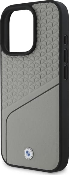 Mbështjellës BMW Sign Leather Textured And Line MagSafe për iPhone 16 Pro Max, Gri