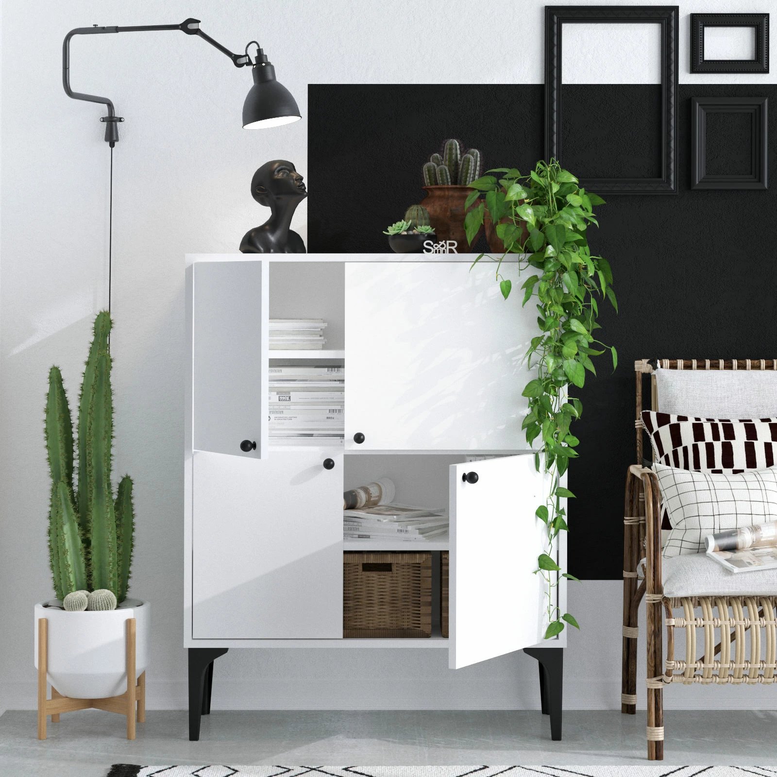 Konsolë Hanah Home, Moon, ngjyrë e bardhë, 90x115x35cm