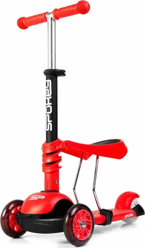 Scooter Spokey Tripla 3in1 për fëmijë, ngjyrë e kuqe