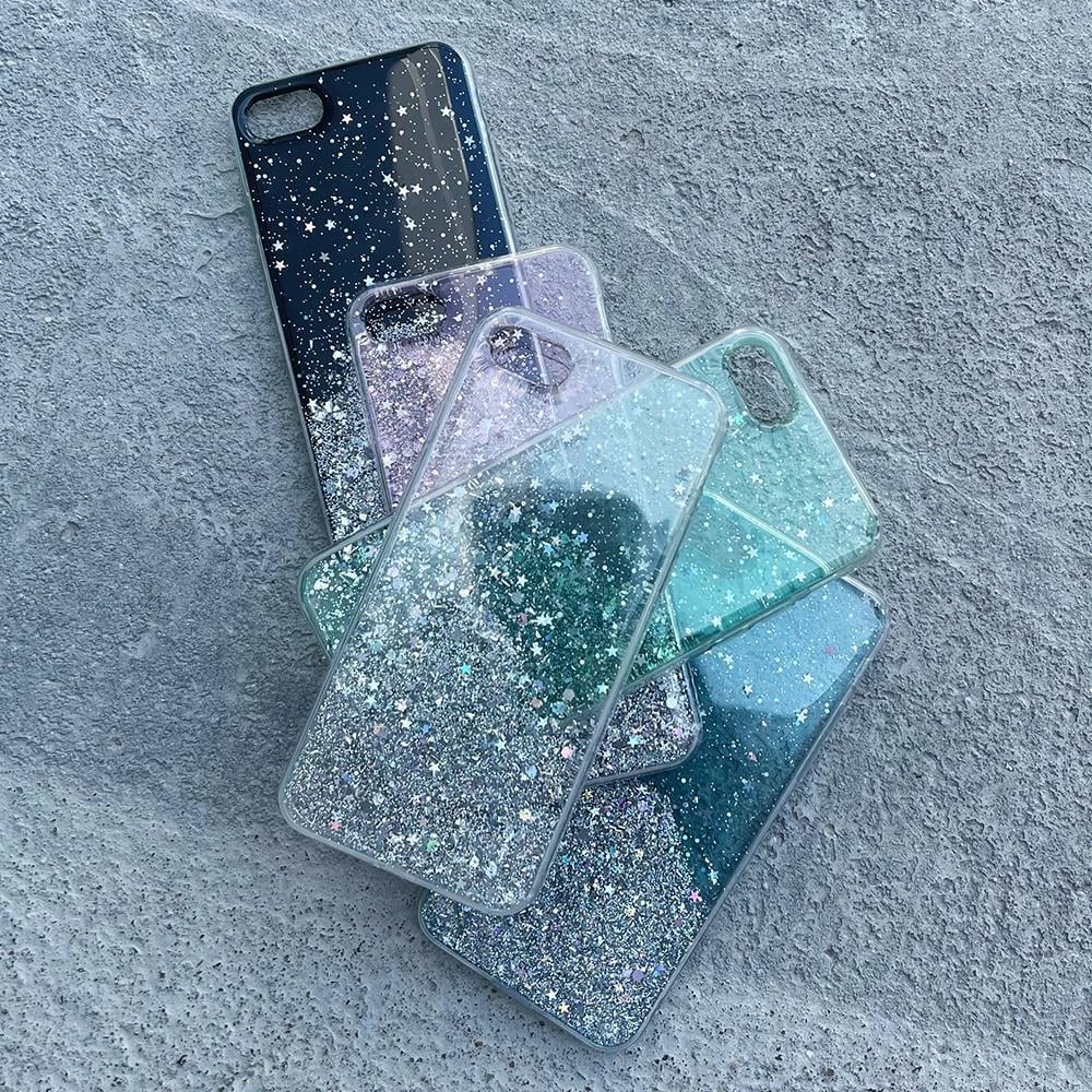 Mbështjellës Hurtel Star Glitter për iPhone 13 Pro, i zi me shkëlqim