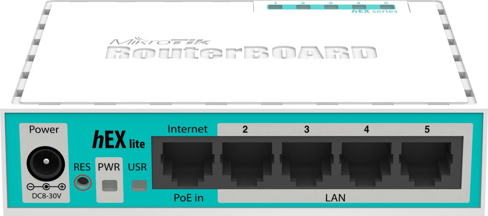 Router MikroTik hEX lite, 5 porte Ethernet, Bardhë