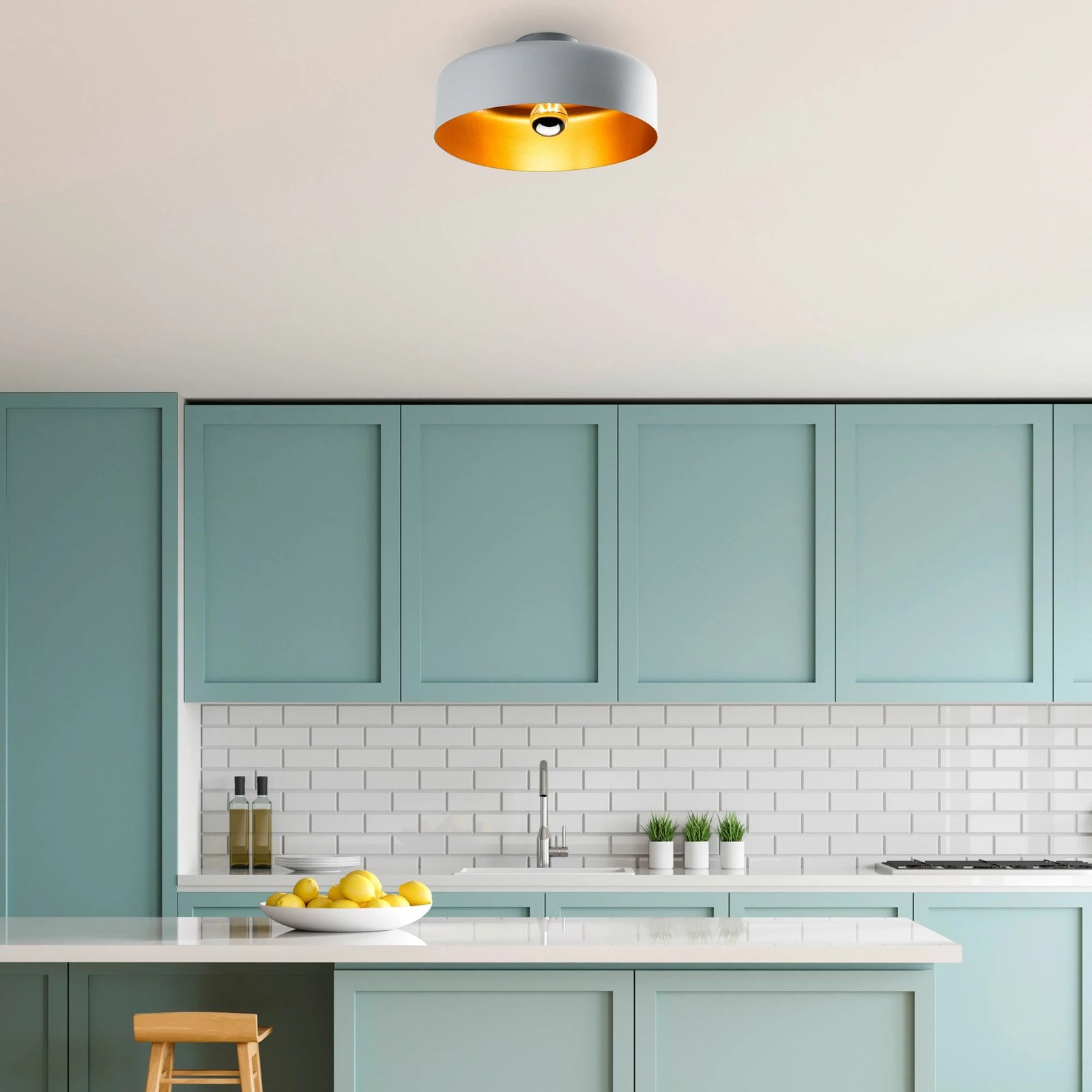 Llambë tavani Opviq, Vesta - 15076, metalike, ngjyrë gri, 35x35x18cm Llambë tavani Opviq, Vesta - 15076, metalike, ngjyrë gri, 35x35x18cm