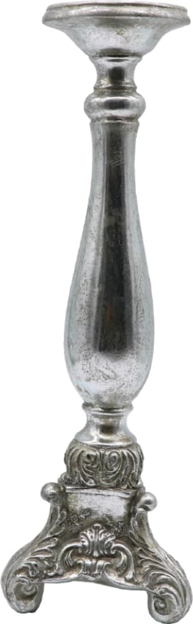 Mbajtës qirinjsh GABI, polirezine, ngjyrë argjendi, 13x13x37 cm