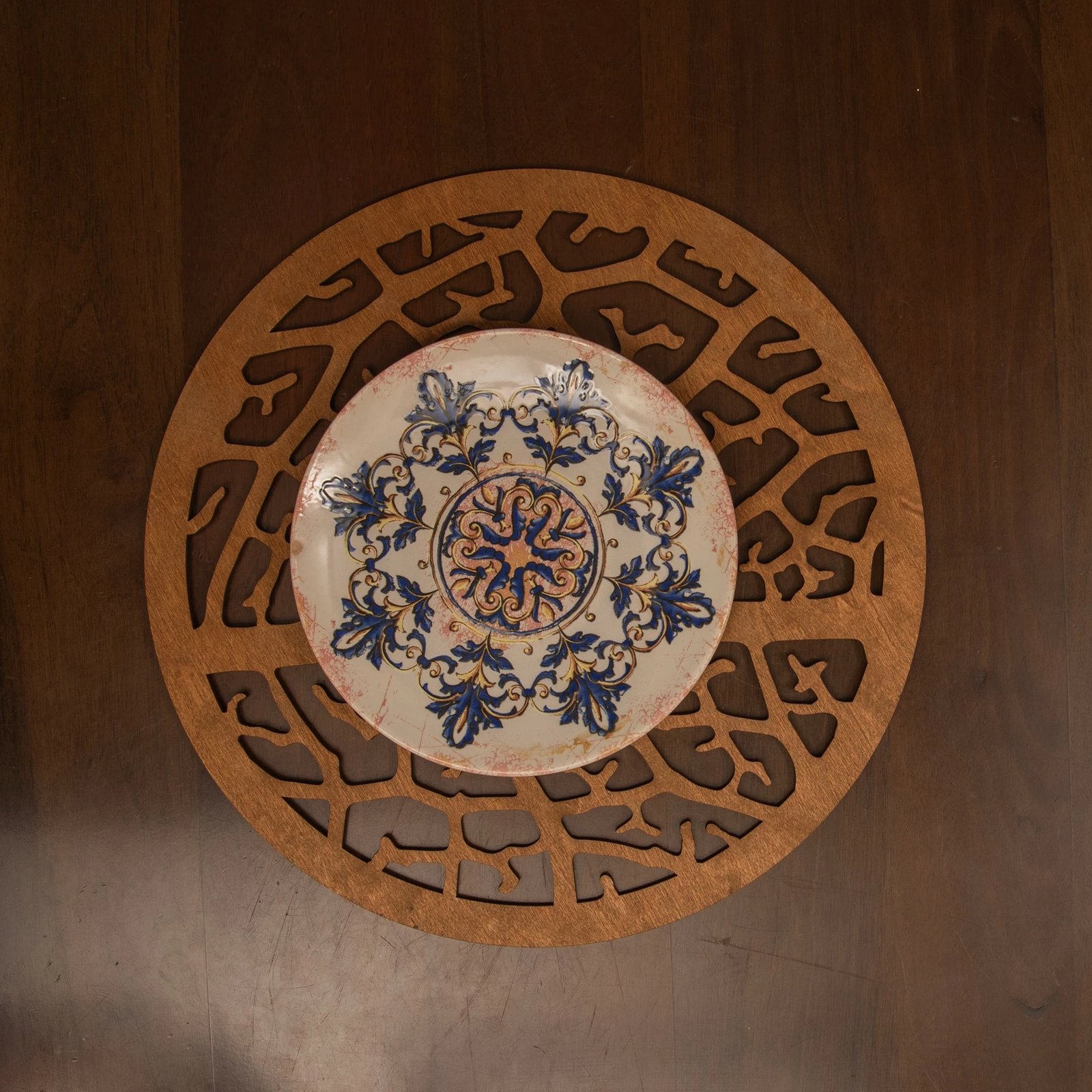 Set nënshimesh druri, 4 copë, Hermia, ngjyrë arre-koral