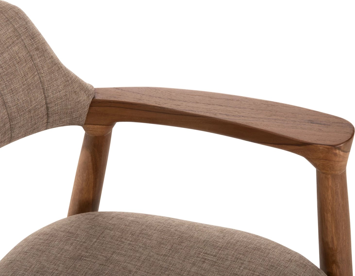 Karrige me krahë JAMES, dru tik natyral, material shampanjë, 57x52x76cm