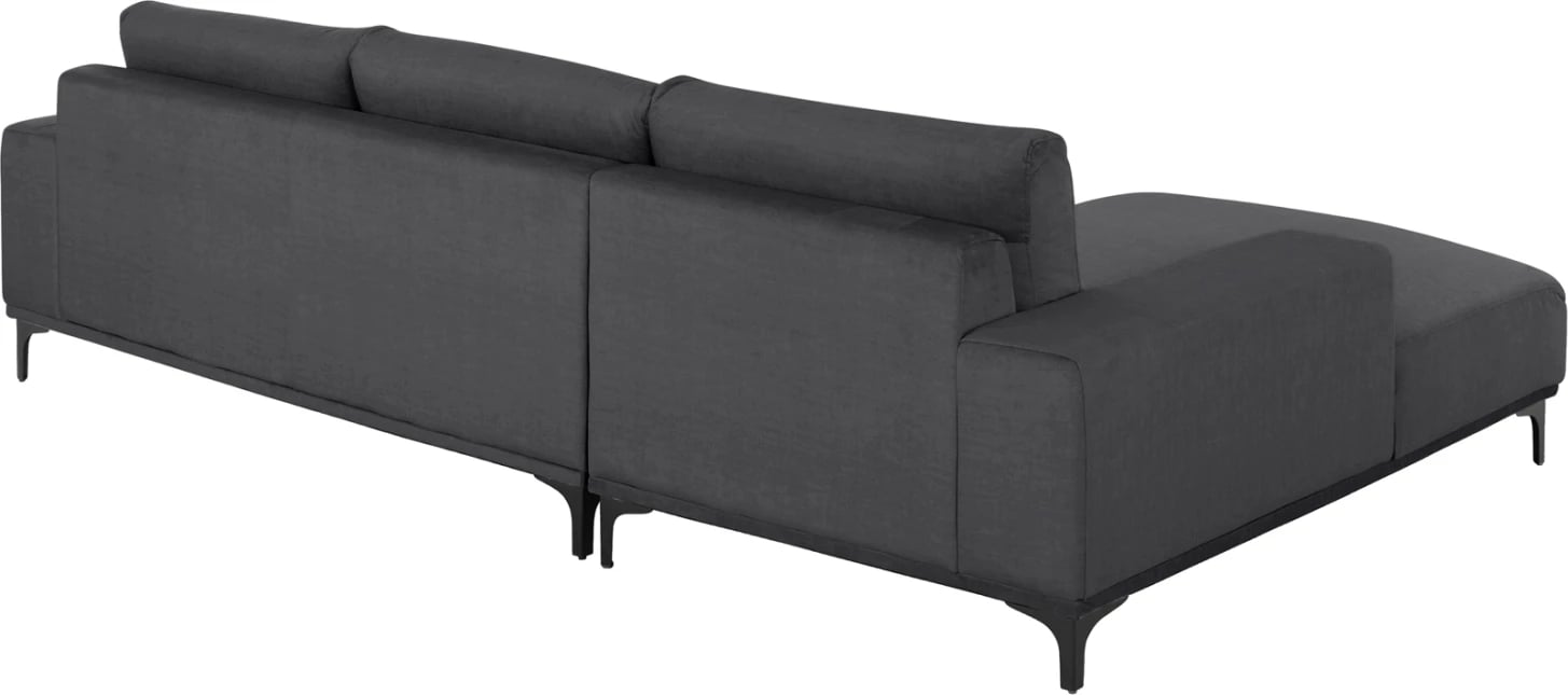 Divan qoshe (majtas) NOA FH3278.02L, pëlhurë antracit, 288x90-157x67-80H cm