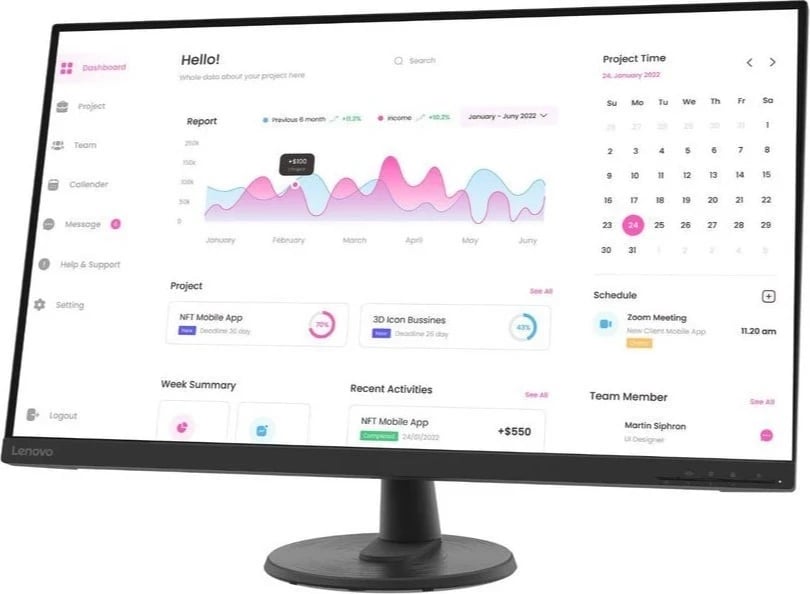 Monitor Lenovo D32-40, 32", FHD, i zi