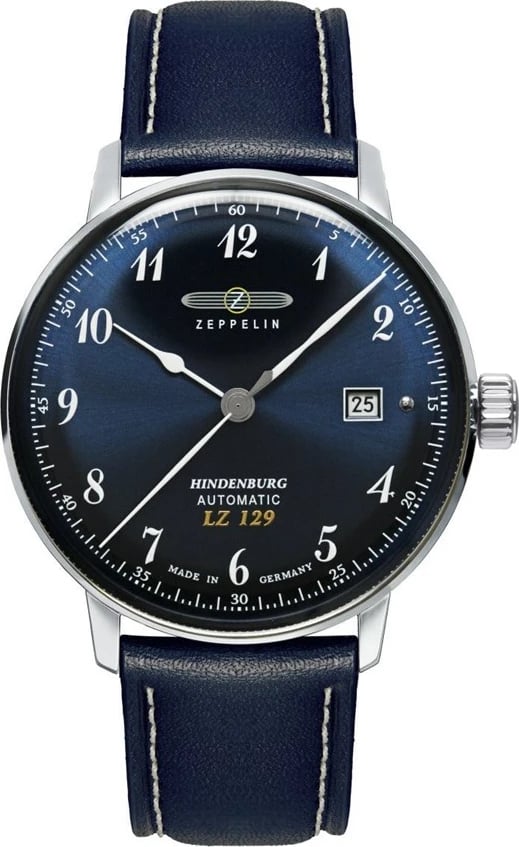 Orë dore Zeppelin LZ129 Hindenburg 80563, automatike, 40mm, rrip lëkure kaltër