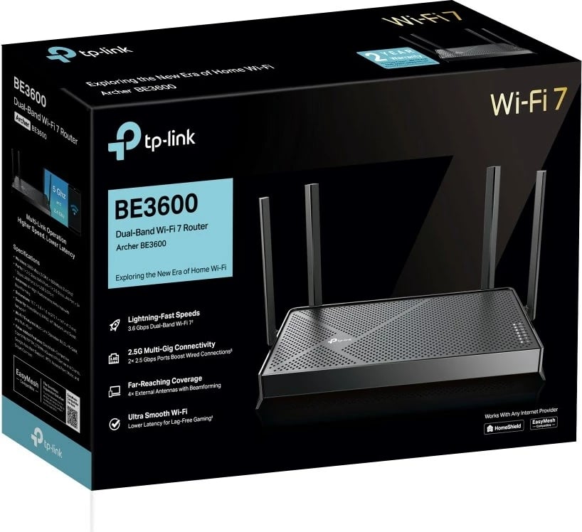 Router wireless TP-Link Archer BE3600, Dual-Band, 2.5 Gigabit Ethernet, i zi