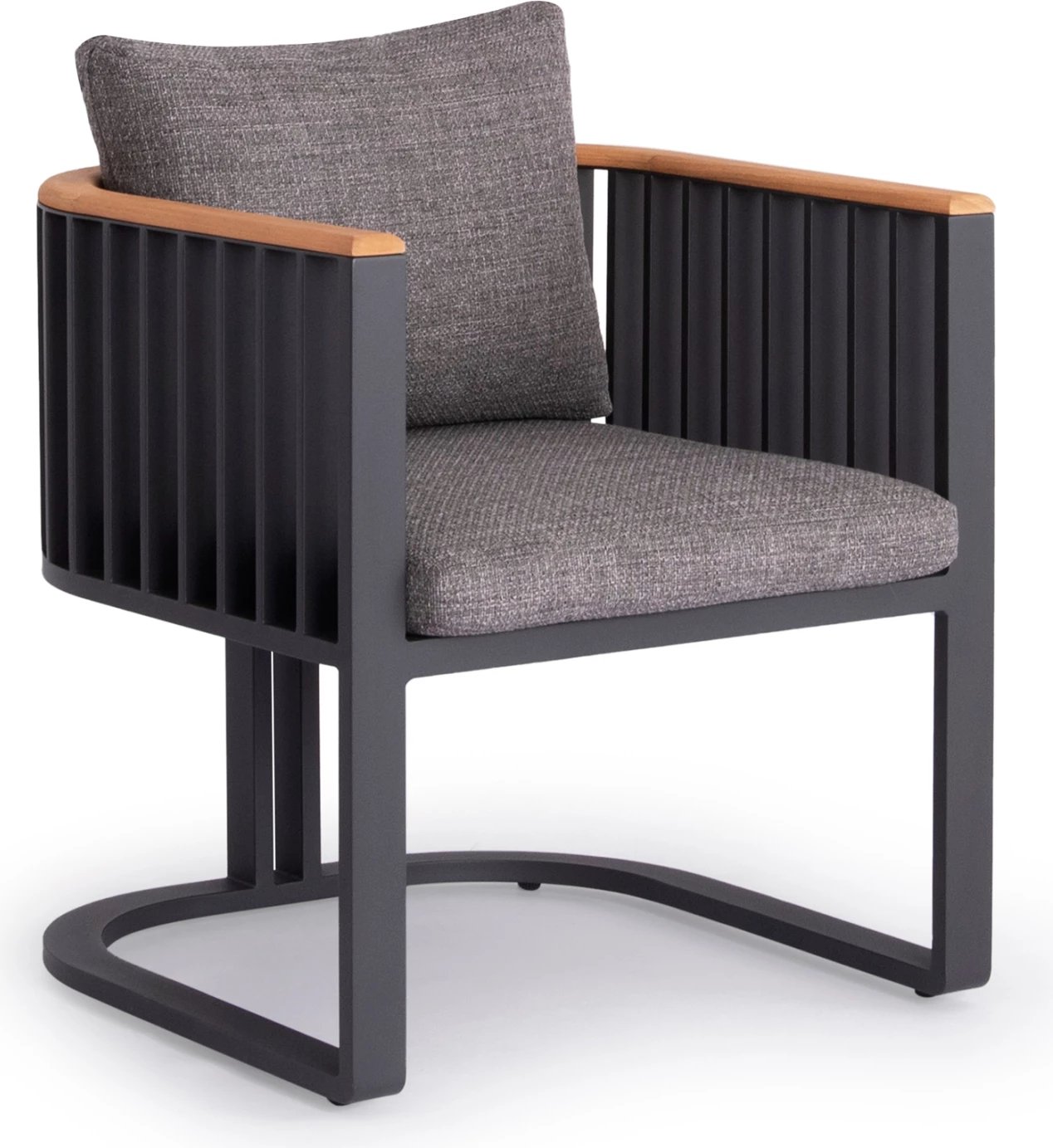 Karrige ngrënieje alumini Eternity, ngjyrë antracit, jastëkë gri, 64x65x68.5cm