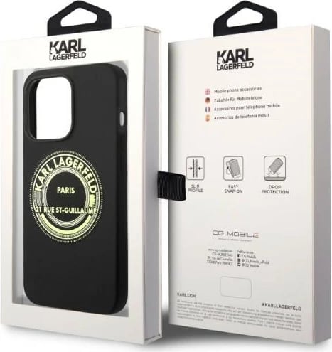 Mbështjellës Karl Lagerfeld Silicone RSG për iPhone 14 Pro Max 6.7", i zi