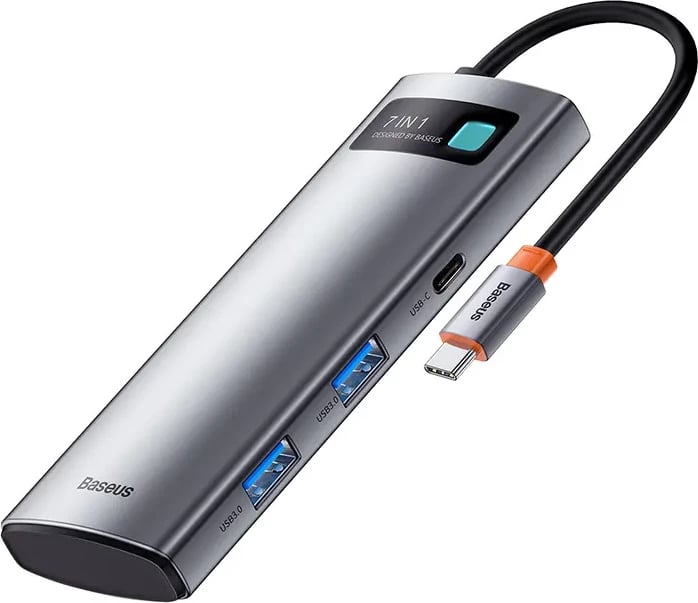 Hub Baseus 7-në-1, USB-C në 2x USB 3.0 + HDMI + USB-C PD, Gri