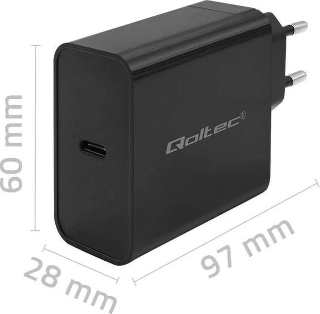 Karikues muri Qoltec 52379, 65W, 1x USB-C, i zi