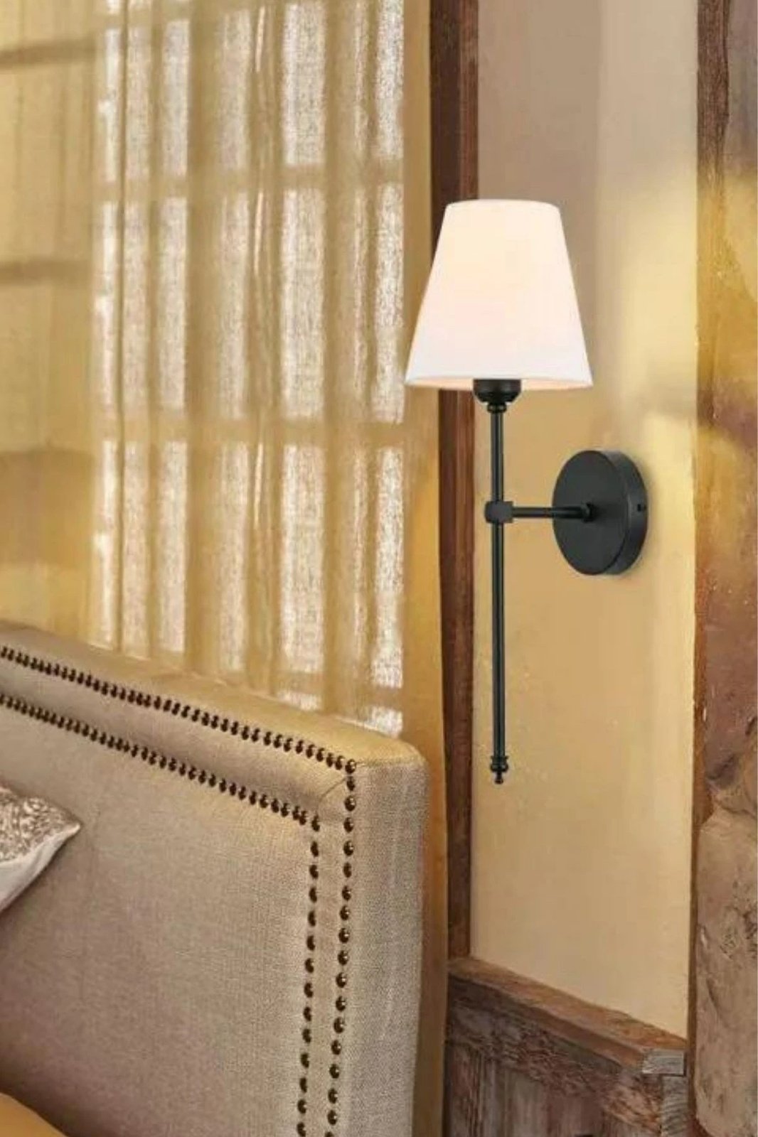 Llambë muri Opviq, Dawin - 8876-2P, e zezë dhe krem, kapak tekstili Llambë muri Opviq, Dawin - 8876-2P, e zezë dhe krem, kapak tekstili