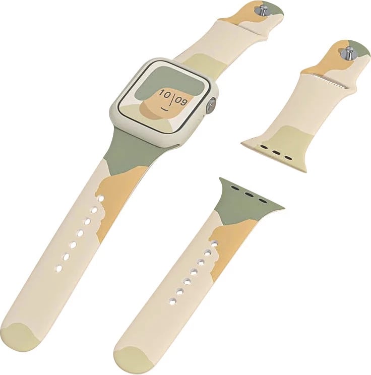 Rrip silikoni për Apple Watch Hurtel Moro Band, model 49mm/45mm/44mm/42mm, gjelbër/bardhë/verdhe