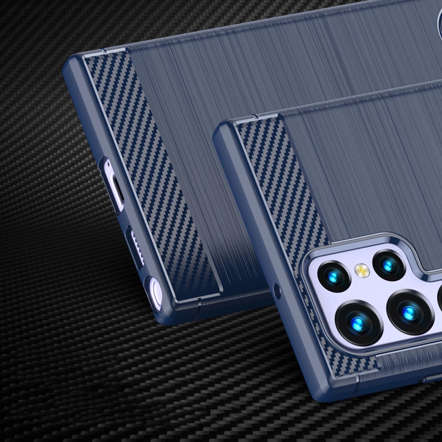 Mbështjellës Hurtel Carbon Case për Samsung Galaxy S23 Ultra, TPU, Blu