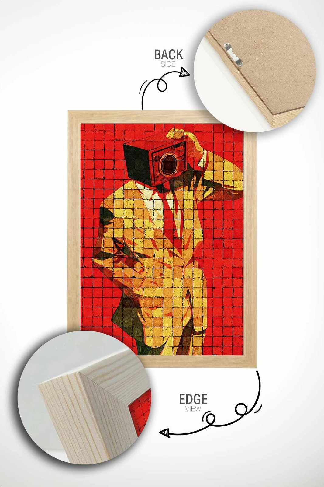 Pikturë dekorative me kornizë, shumëngjyrëshe, Popmosaic22, Wallity, 33x48cm