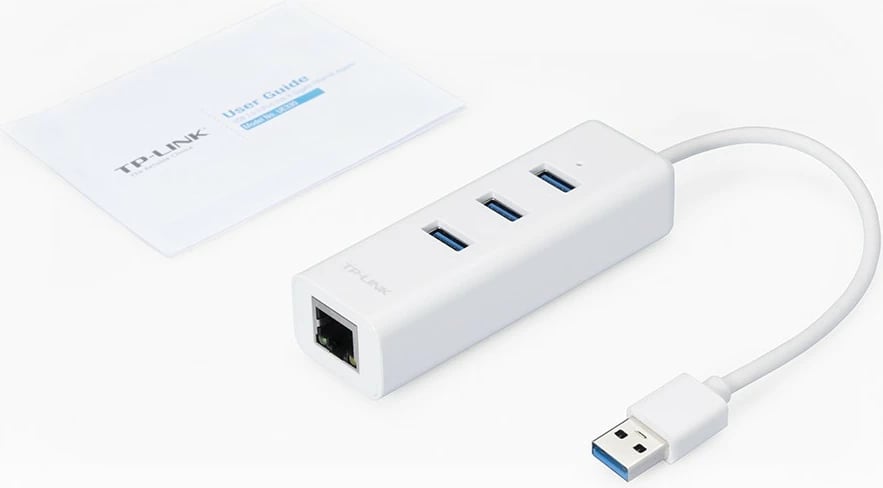 Adapter TP-LINK UE330 me 3 porta USB 3.0 dhe portë Ethernet, Bardhë