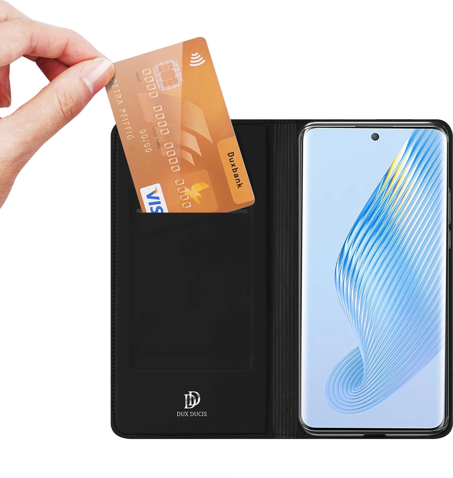 Mbështjellës Dux Ducis Skin Pro për Honor Magic5, me kapak, xhep kartele dhe funksion standi, i zi Mbështjellës Dux Ducis Skin Pro për Honor Magic5, me kapak, xhep kartele dhe funksion standi, i zi