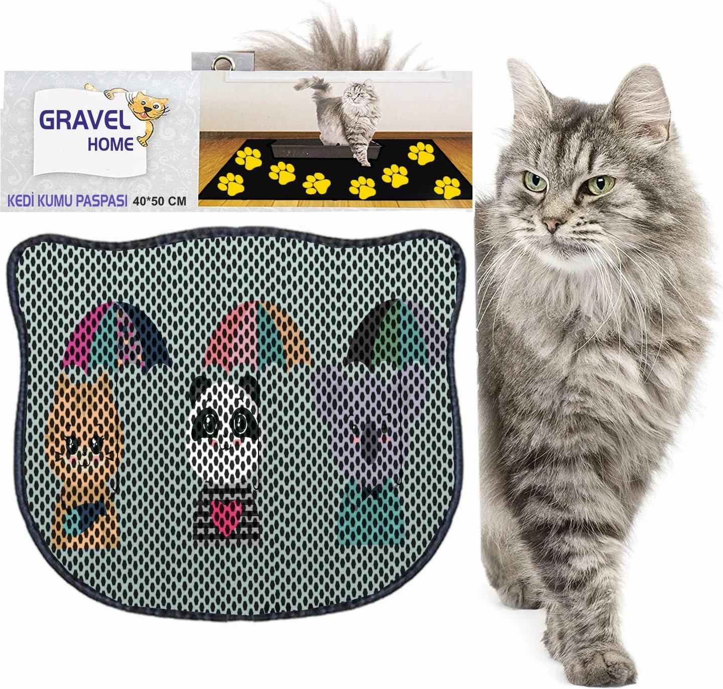 Tapet për rërë mace, Paws & Whiskers, Kdkafa0200, shumëngjyrësh, 40x50cm