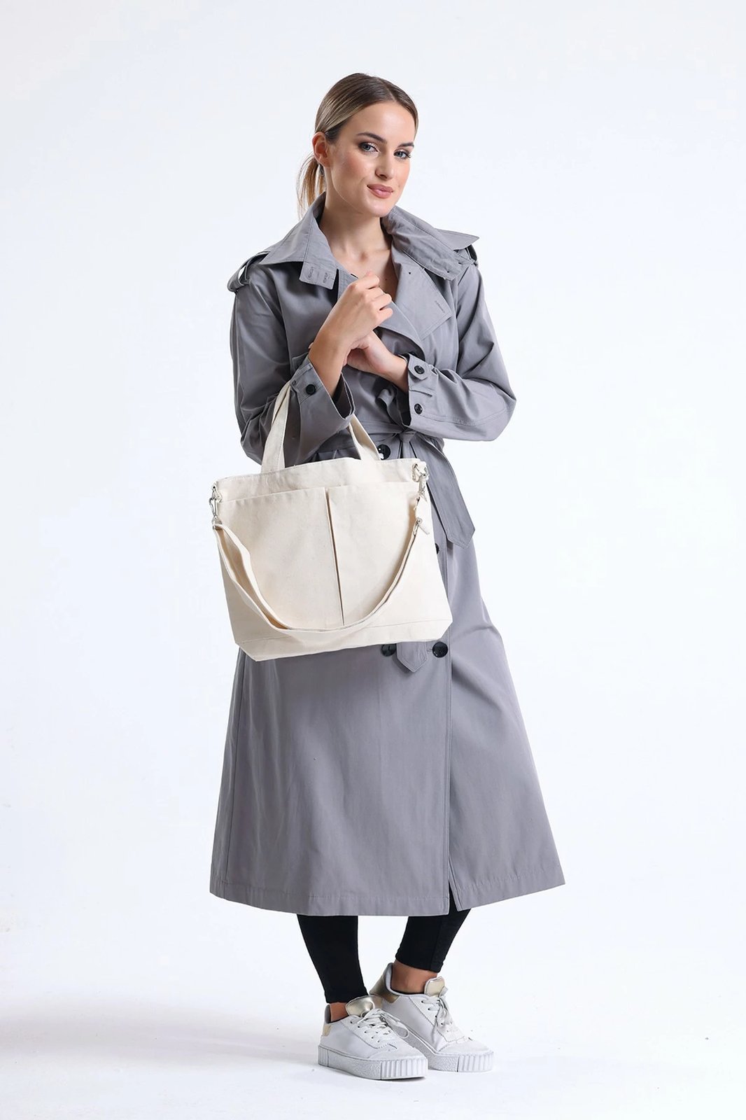 Çantë tote Zoozie Bags, krem, 2062