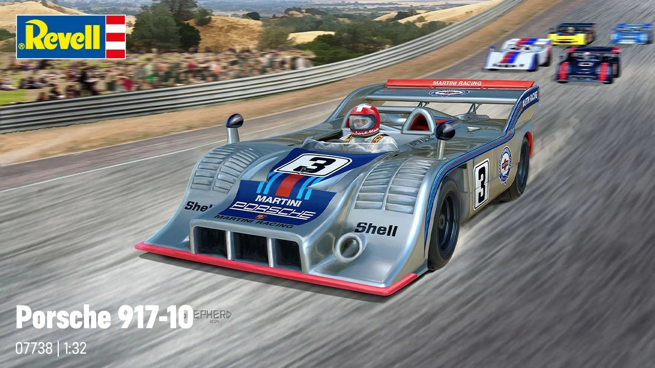 Model plastik makine Revell Porsche 917/10, 1:32, 64 pjesë, argjendtë