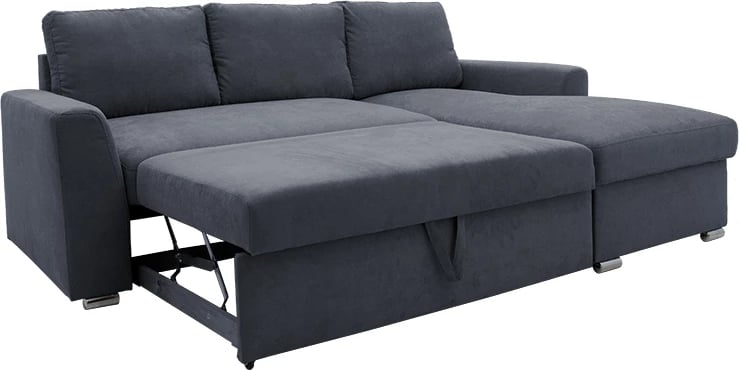 Divan-krevat qoshe majtë Belle, material, ngjyrë antracit, 236x164x88cm