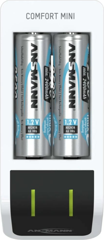 Karikues baterish ANSMANN Comfort Mini, 2x AA 2100 mAh, LED, USB, Zi