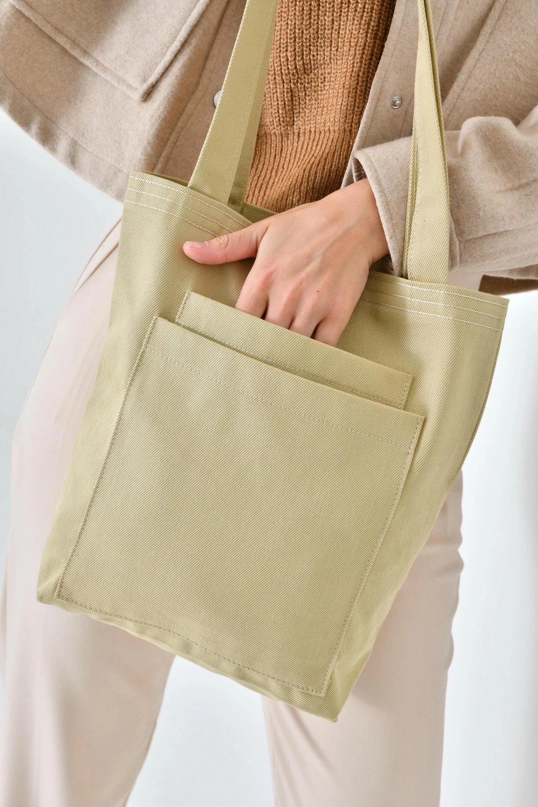 Çantë tote Zoozie Bags, 2118, bezhë, gabardinë