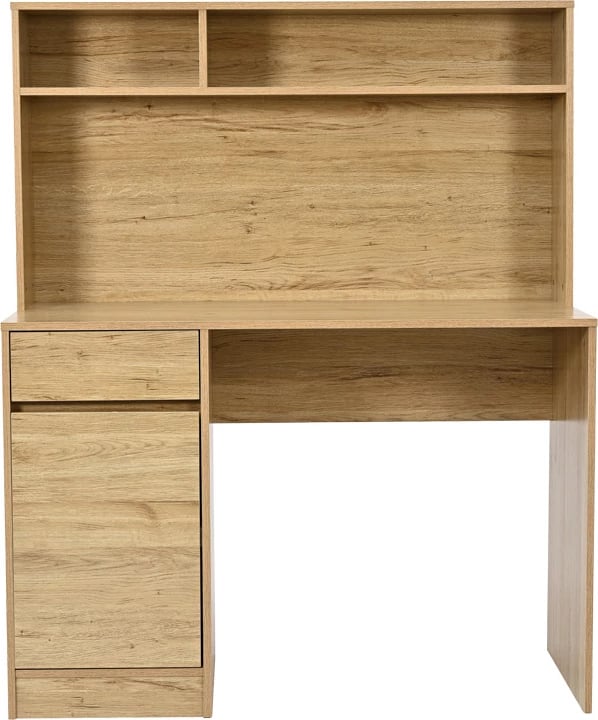 Tavolinë zyre me raft Secreta, ngjyrë lisi, 110x50x135cm