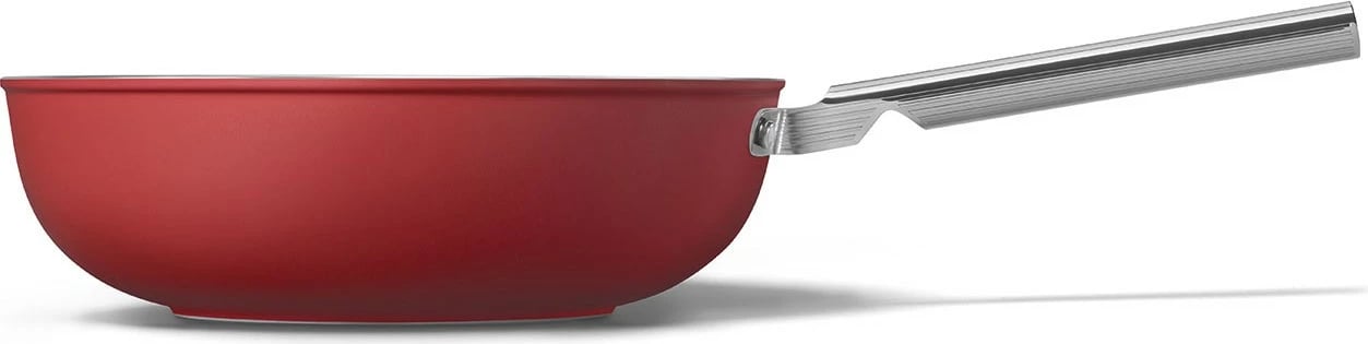 Wok SMEG CKFW3001RDM 30cm, 5.2L, alumini, dorezë inoksi, e kuqe