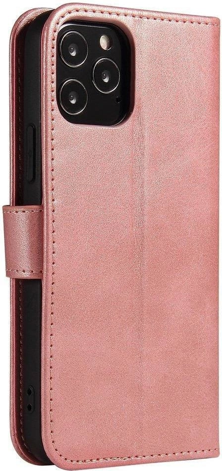 Mbështjellës Hurtel Magnet Case për Xiaomi Poco M4 Pro 5G, me kapak dhe mbështetëse, rozë