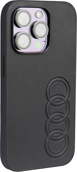 Mbështjellës Audi për iPhone 14 Pro 6.1", lëkurë sintetike, i zi