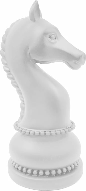 Figurë dekorative kalorës shahu, ngjyrë e bardhë, 11x10.5x22cm