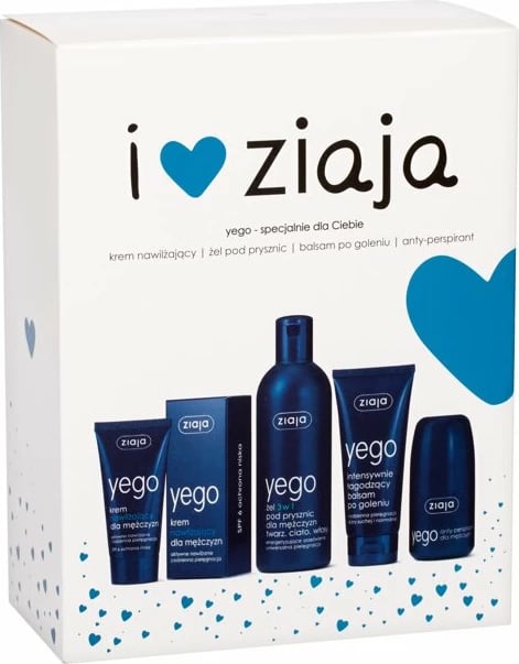 Set për meshkuj Ziaja Shower Gel 3in1 300ml + Krem hidratues SPF6 50ml + Aftershave Balm 75ml + Antiperspirant 60ml