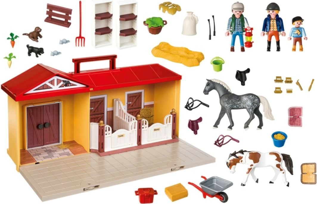 Set lodrash Playmobil Country 71393, stallë portative me 81 pjesë