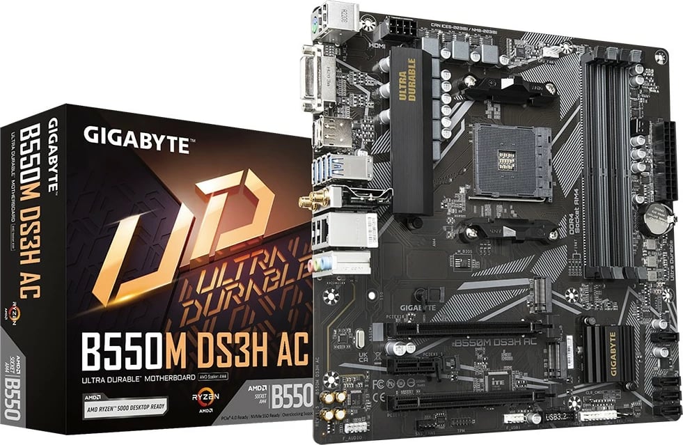 Pllakë amë Gigabyte B550M DS3H AC, Socket AM4, micro ATX, DDR4