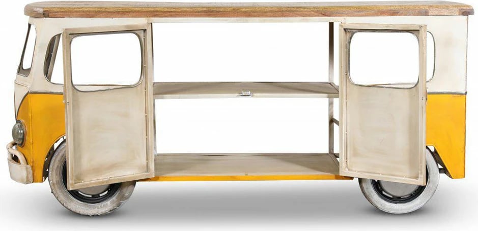 Konsolë bar Peace Van, e verdhë-bardhë, 221x62x97