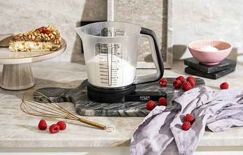 Peshore kuzhine, Adler AD 3178, 5 kg 1 g, gotë matëse 1200 ml, njësi g/oz/ml, ekran LED i bardhë, e zezë