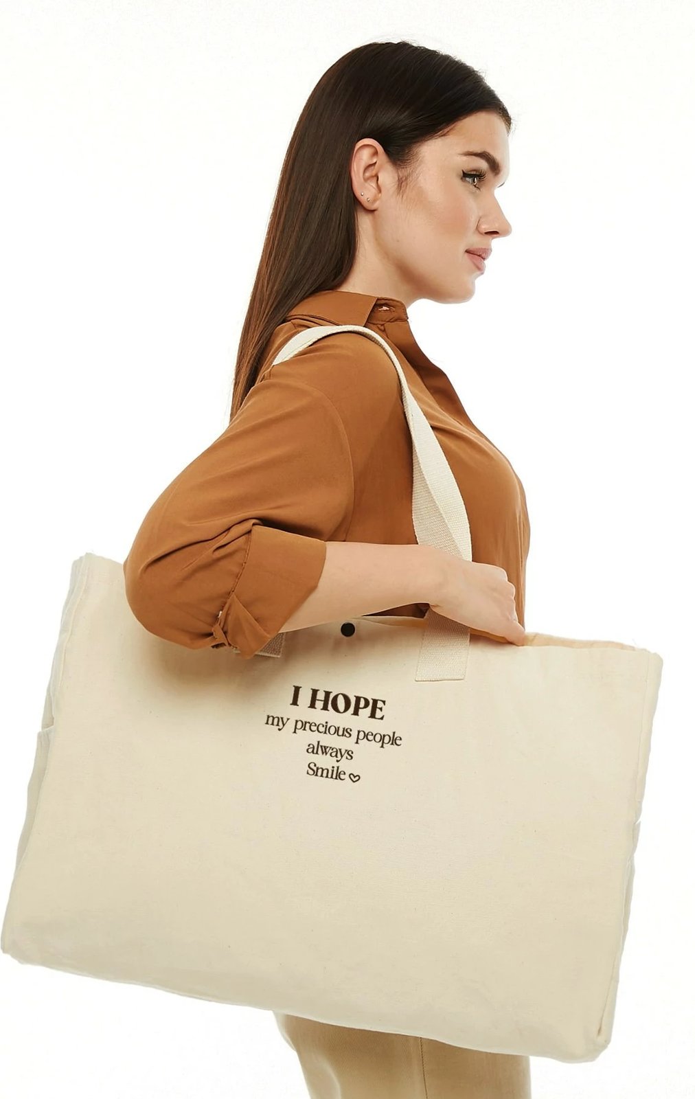 Çantë tote Zoozie Bags, krem, 50x36x12cm