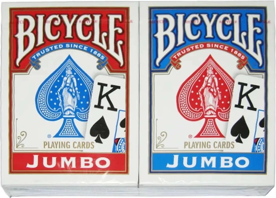 Letra loje Bicycle Jumbo, 2 pako, kuqe dhe kaltër
