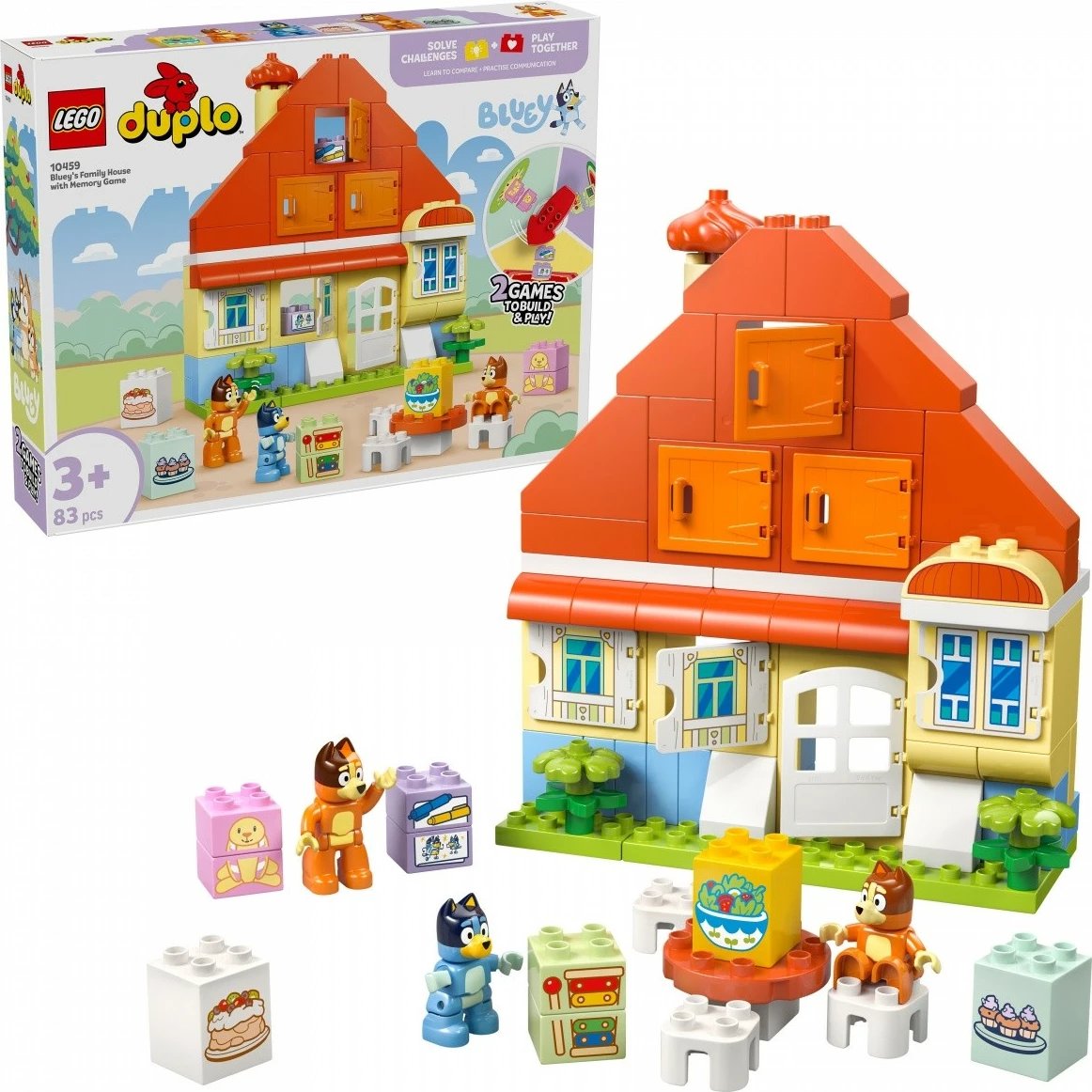 Set ndërtimi LEGO DUPLO Bluey Family House me lojë memorieje, 83 pjesë