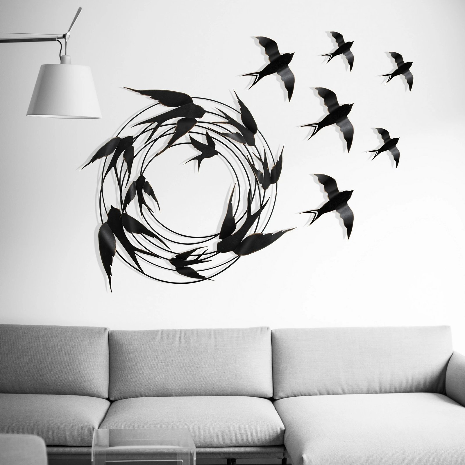 Aksesor dekorativ metalik për mur, Wallity, Migration, shumëngjyrësh, set 6 copë