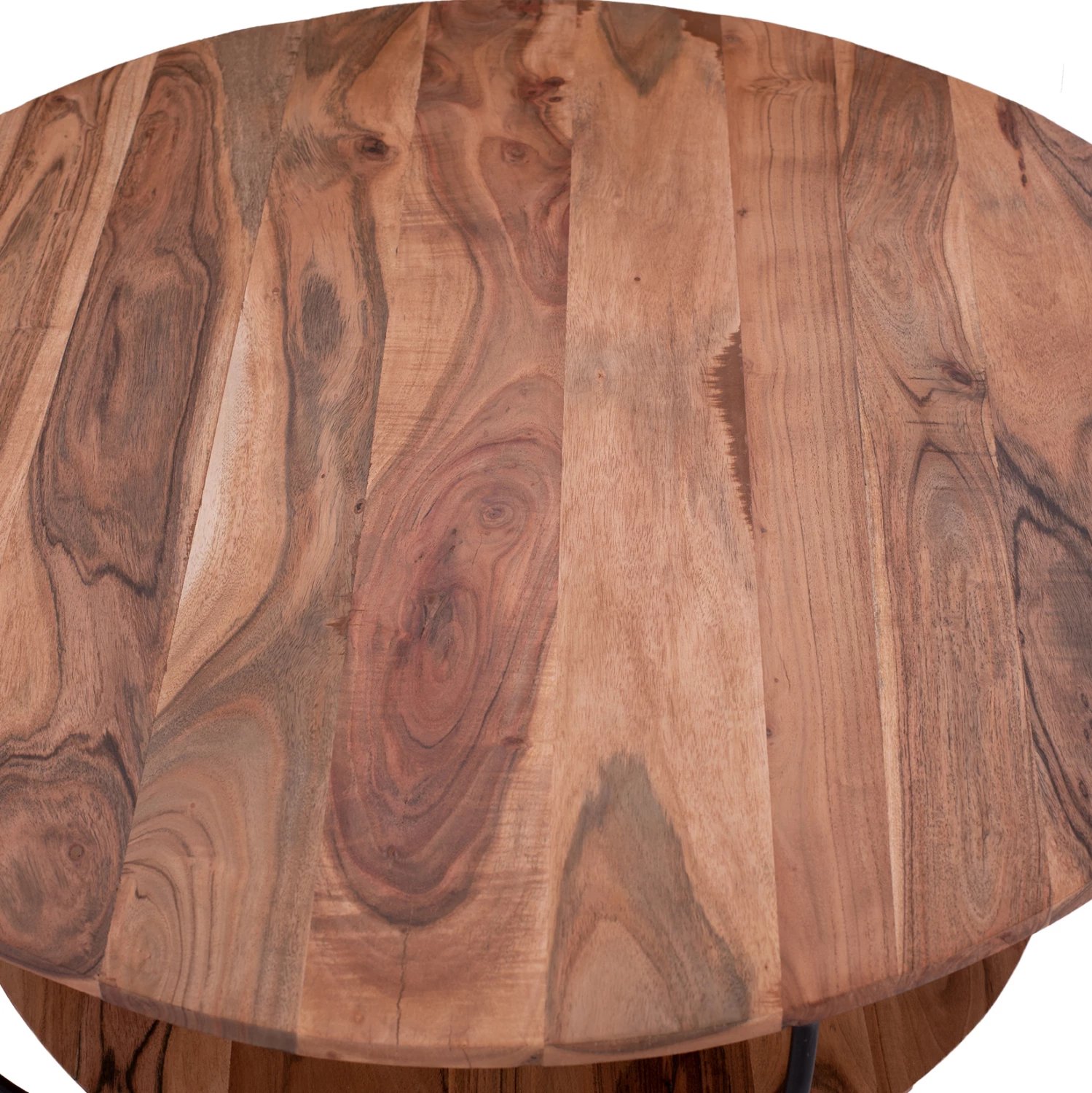 Tavolinë kafeje, dru akacie, dy nivele, ngjyrë natyrale dhe metal i zi, FH8778.11, 90x40cm