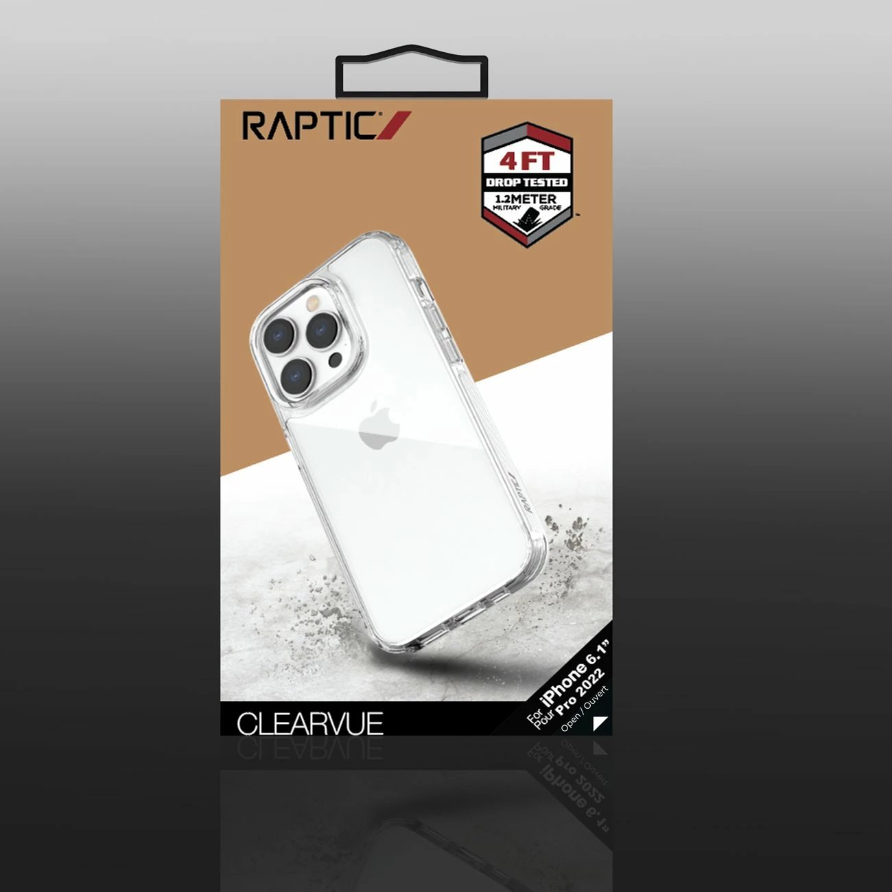 Mbështjellës Raptic X-Doria Clearvue për iPhone 14 Pro, transparent