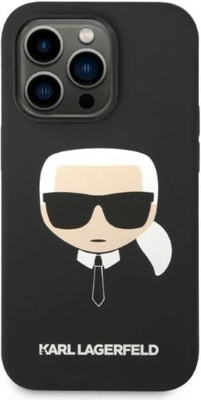 Mbështjellës Karl Lagerfeld KLHMP14LSLKHBK për iPhone 14 Pro 6.1", silikon, MagSafe, zi