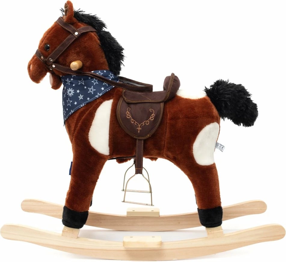 Kalë lëkundës, Baby Mix, Arthur, pelush interaktiv me melodi dhe shall, shina druri, nga 18+ muaj, kapacitet 25 kg, kafe