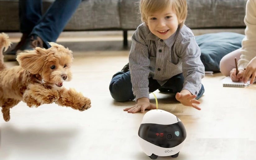 Robot për kafshë Enabot EBO Air, kamerë 1080p, ndjekje KI, LiDAR, kontroll me app, bardhë