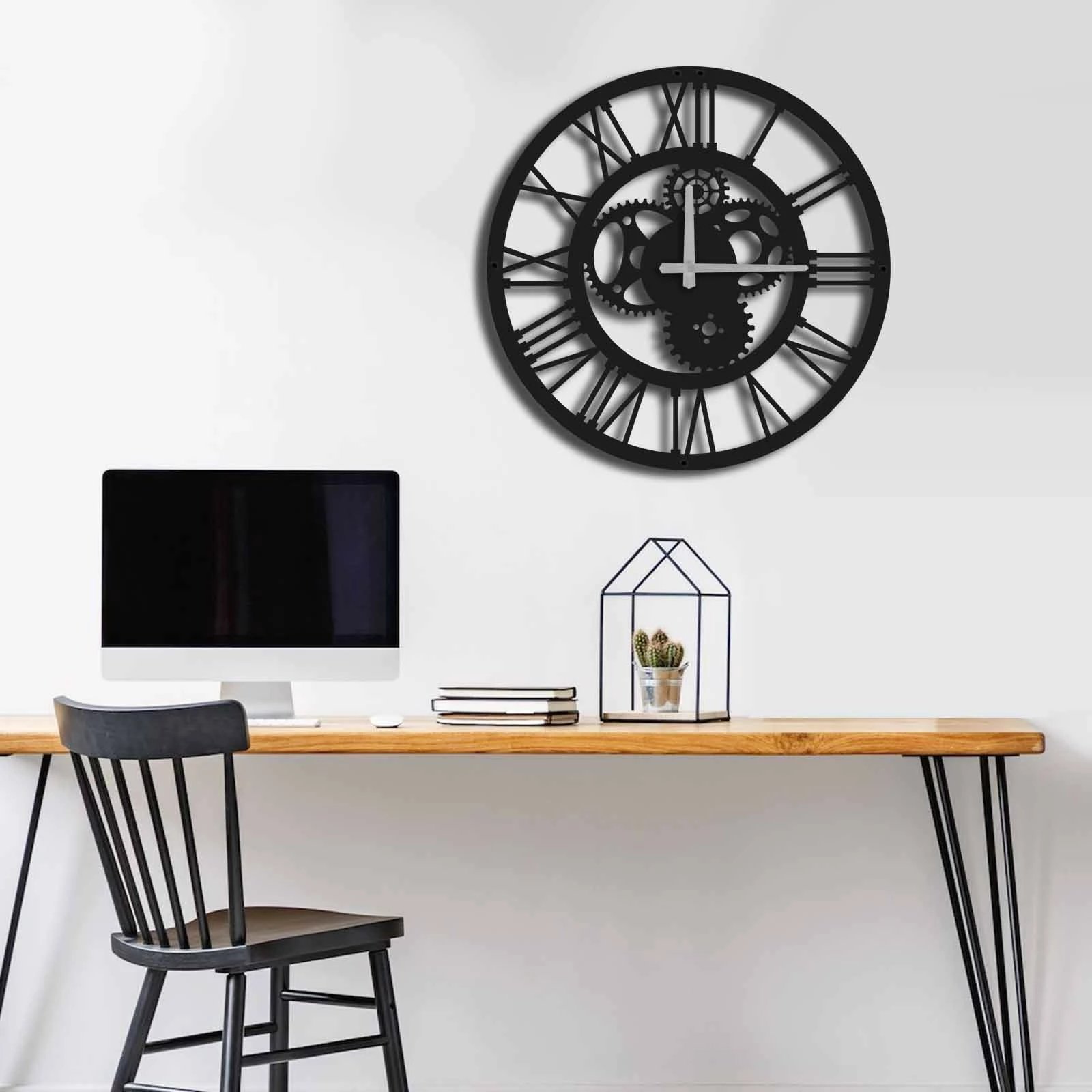 Orë muri dekorative metalike, e zezë, Wallity, MTS-001, 49x49cm